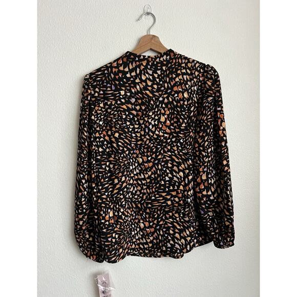 New Nanette Lepore Womens 1/2 Button Blouse Top Multicolor Print Size Small - Picture 3 of 9